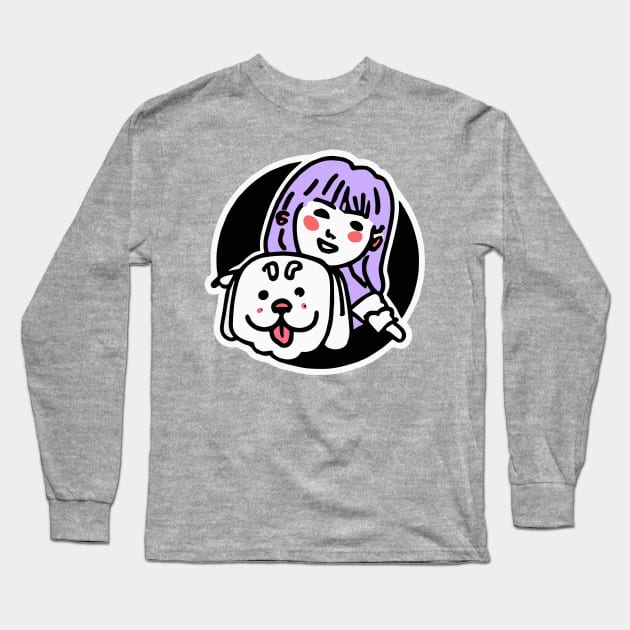 Girl with a Pit Bull Dog Lover Terrier Long Sleeve T-Shirt by BetterManufaktur